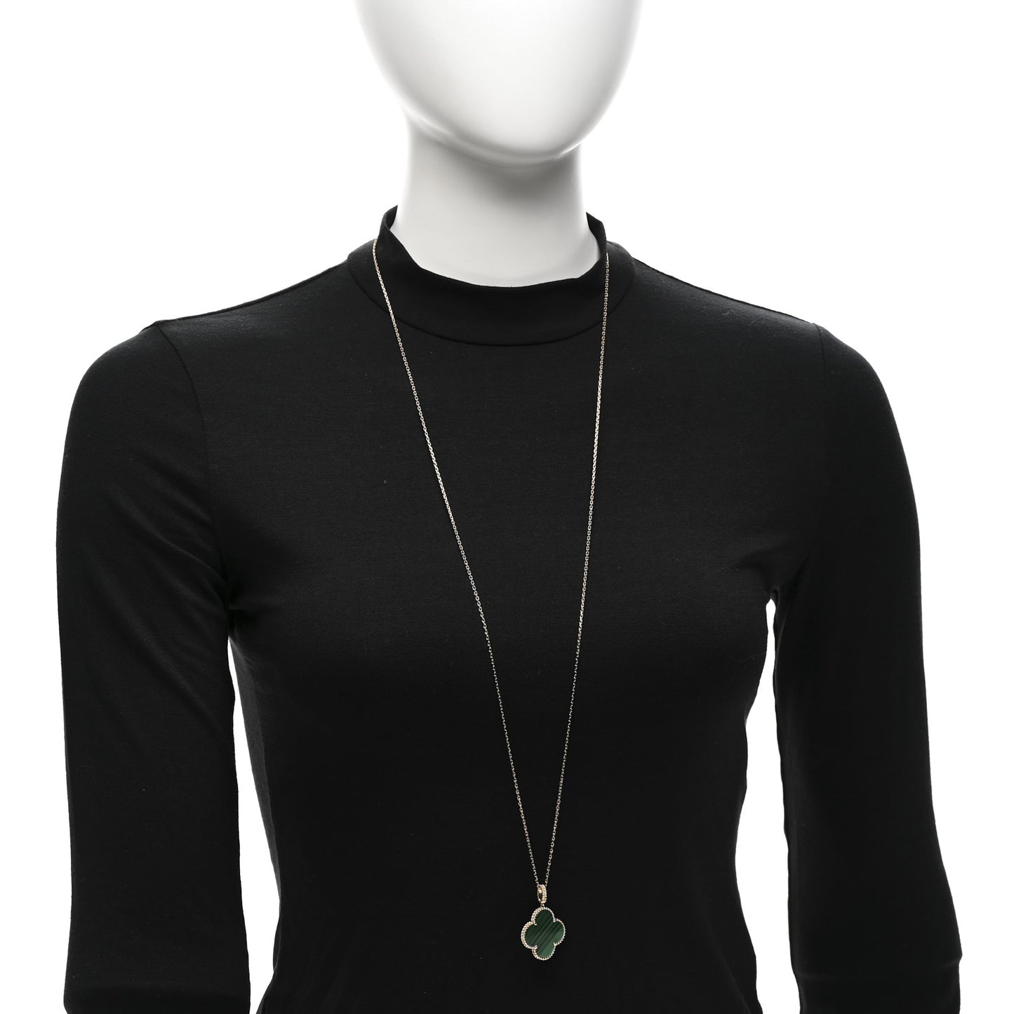 18K Yellow Gold Malachite Magic Alhambra Pendant Necklace