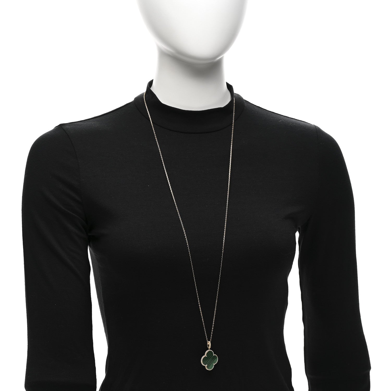Van Cleef & Arpels 18K Yellow Gold Malachite Magic Alhambra Pendant Necklace 2 of 6