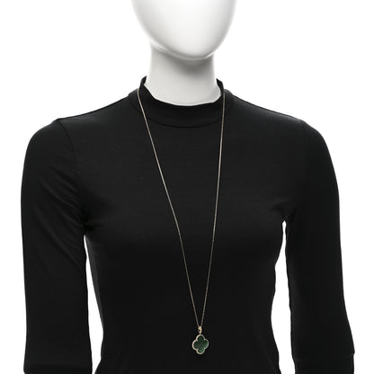 Van Cleef & Arpels 18K Yellow Gold Malachite Magic Alhambra Pendant Necklace 2 of 6