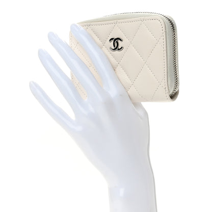 Chanel Caviar Quilted Zip Around Coin Purse White 2 of 8