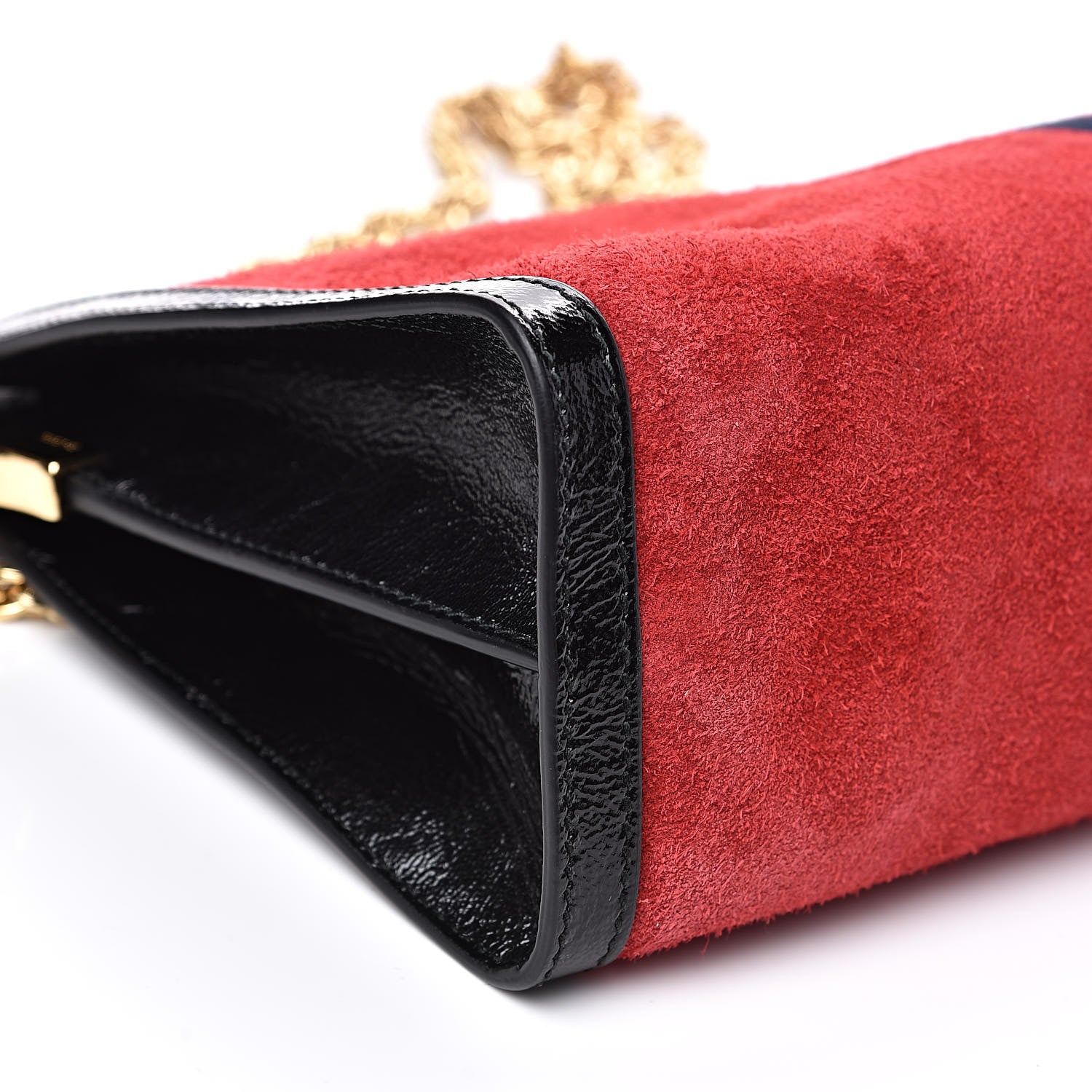Gucci Suede Patent Web Medium Ophidia Chain Shoulder Bag Hibiscus Red Black 10 of 13
