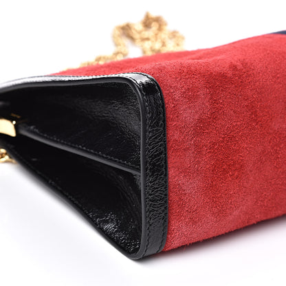 Gucci Suede Patent Web Medium Ophidia Chain Shoulder Bag Hibiscus Red Black 10 of 13