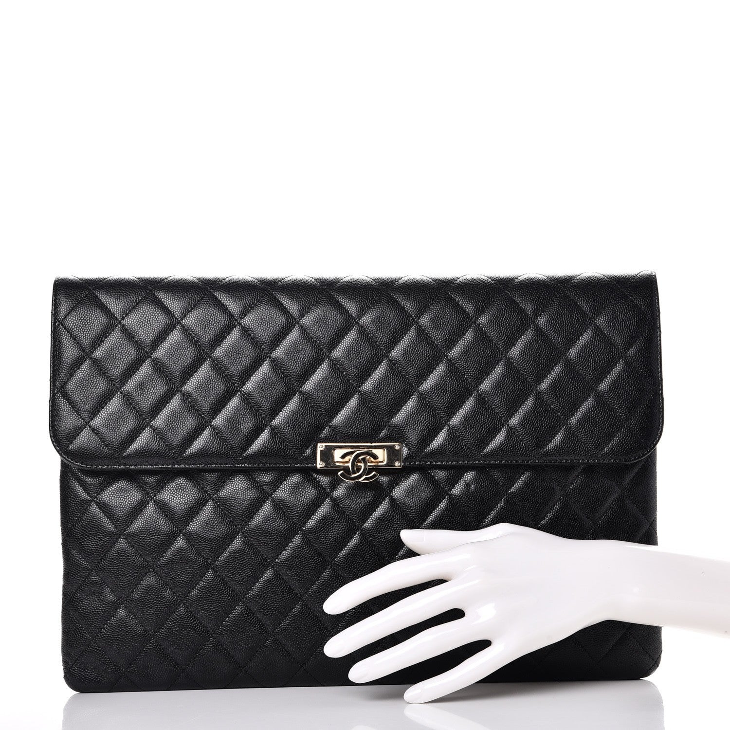 Chanel Caviar Quilted Large Golden Class Pouch Black 3 of 8