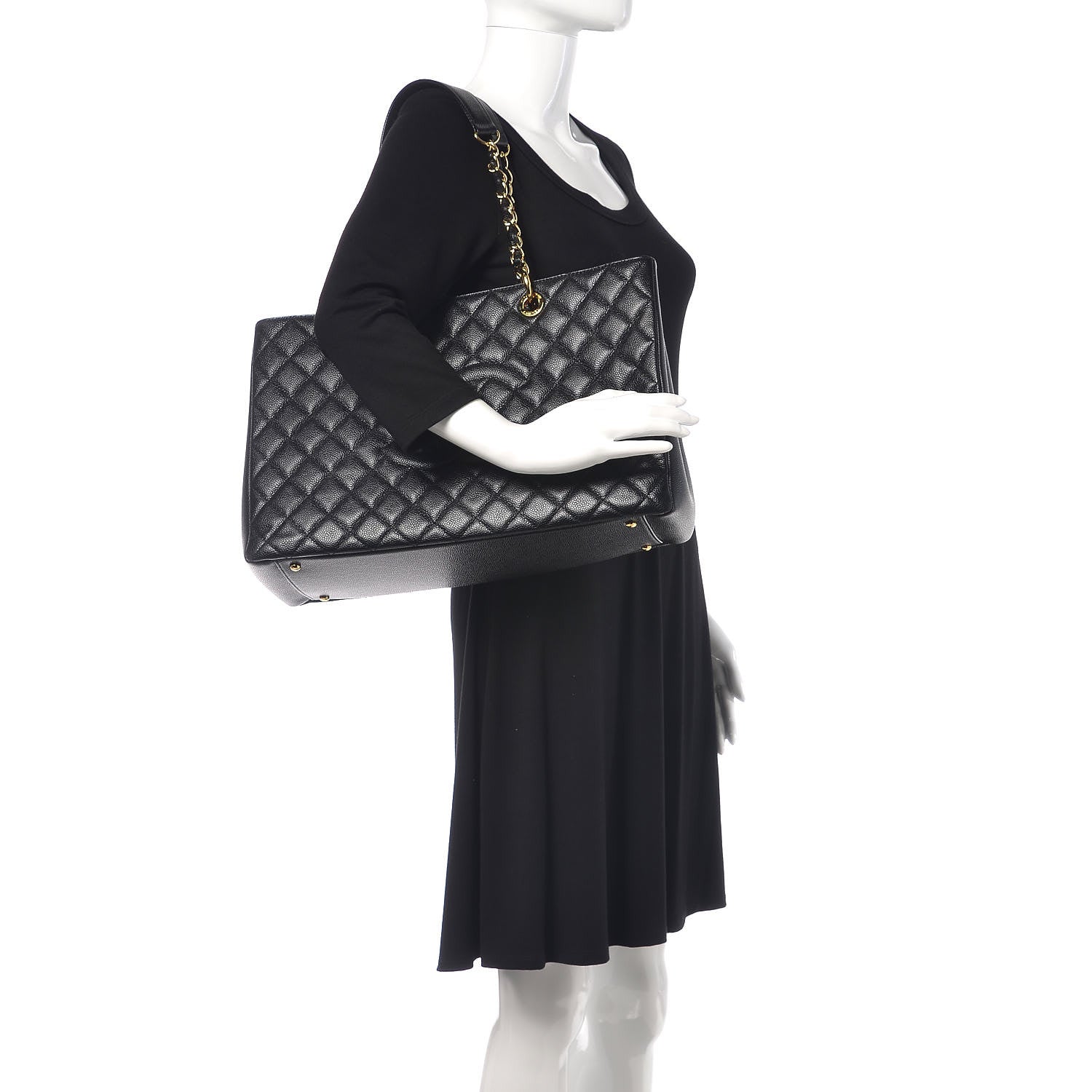 Chanel Caviar Quilted XL Grand Shopping Tote GST Black 2 of 10
