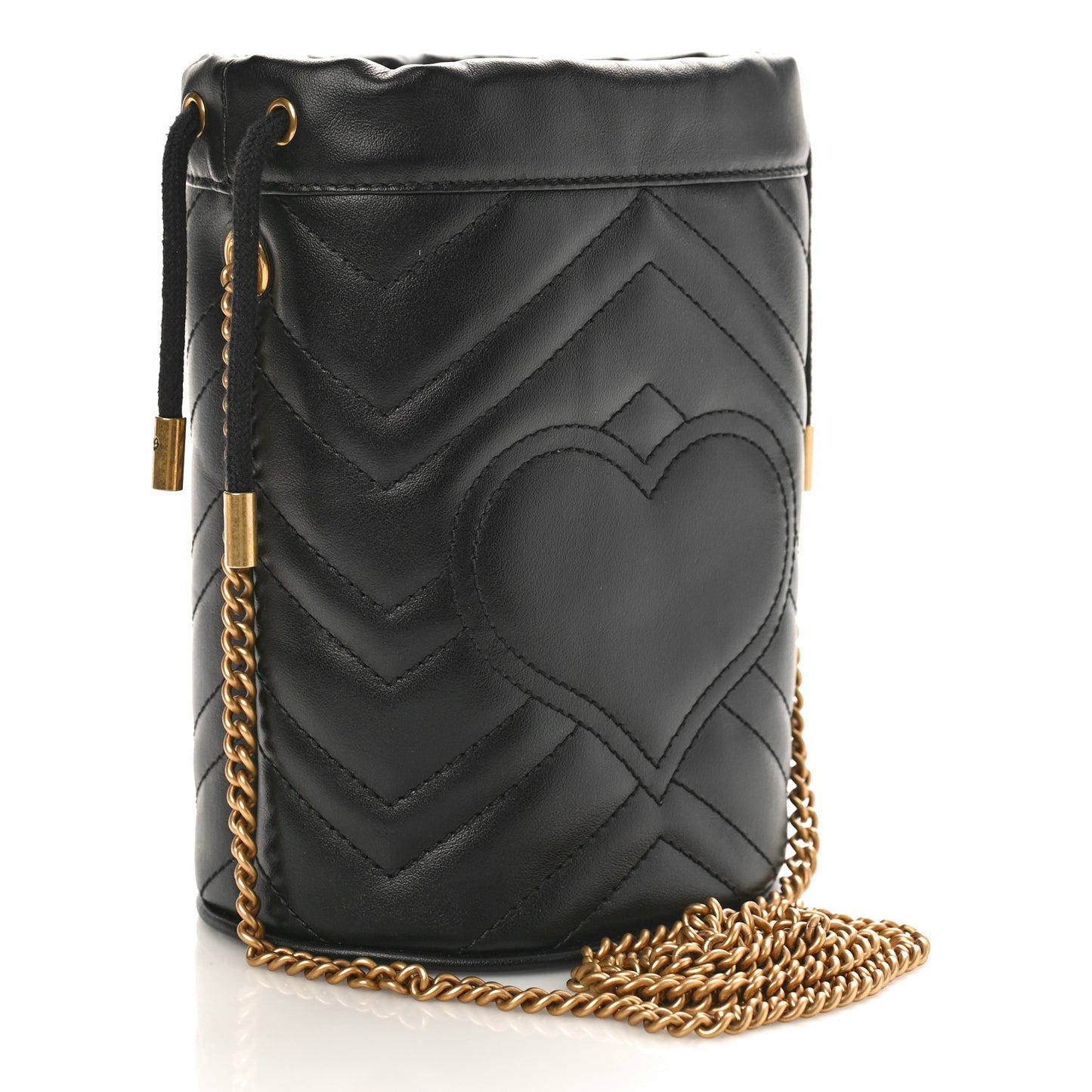 Calfskin Matelasse Mini GG Marmont 2.0 Bucket Bag Black