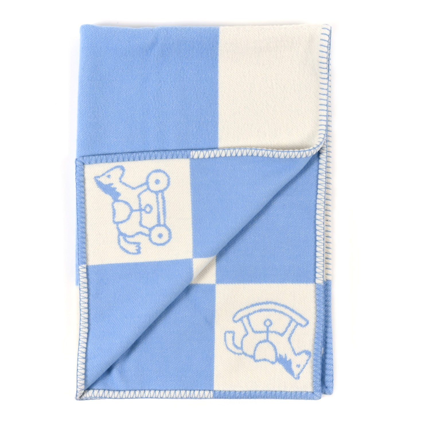 Hermes Wool Cashmere Adada Avalon Baby Blanket Blue Glacier 2 of 5