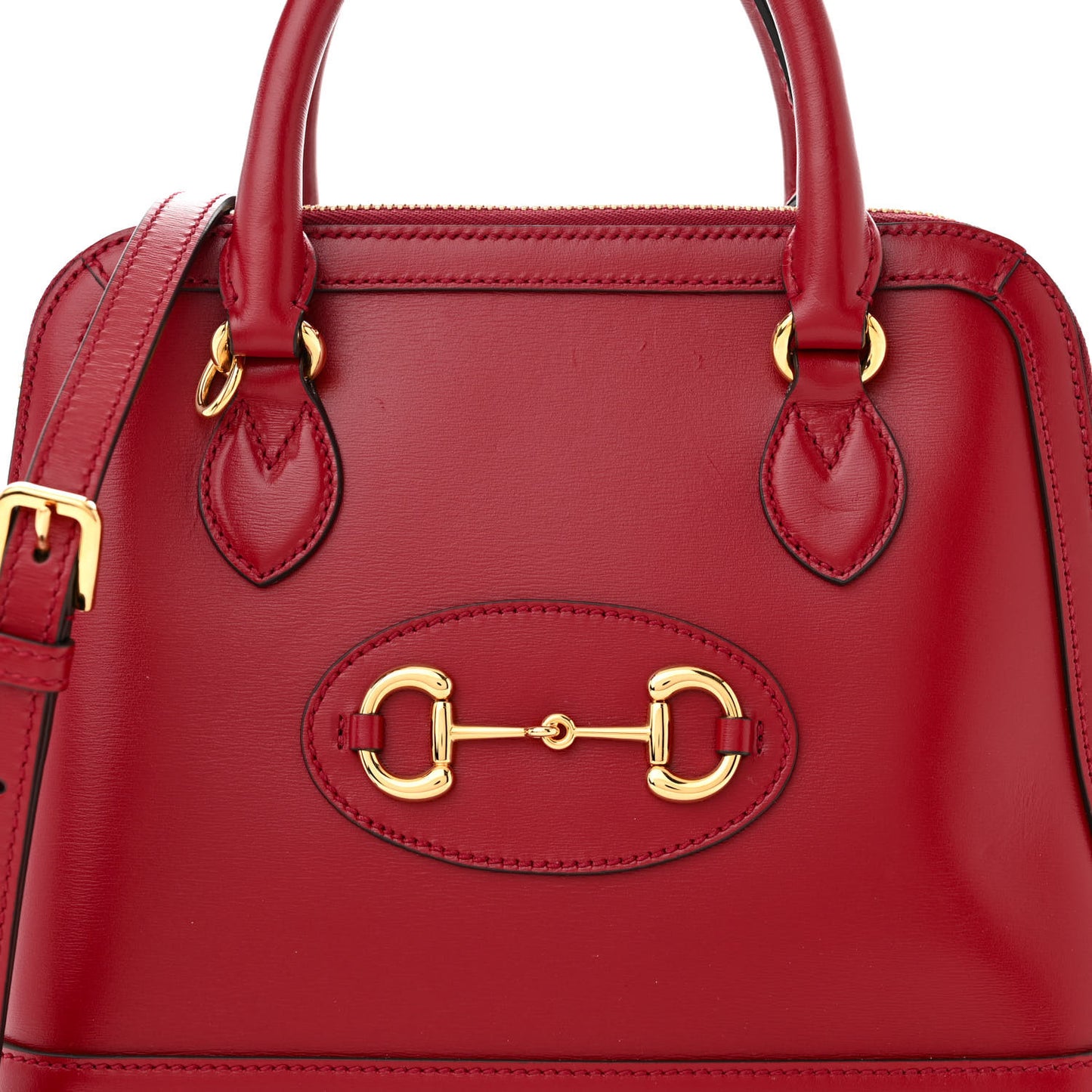 Boarded Plutone Calfskin Small Horsebit 1955 Top Handle Bag Red
