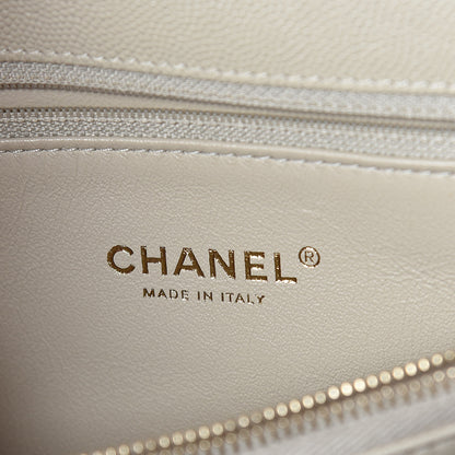 Chanel Caviar Lizard Chevron Quilted Small Coco Handle Flap Ivory 6 of 10