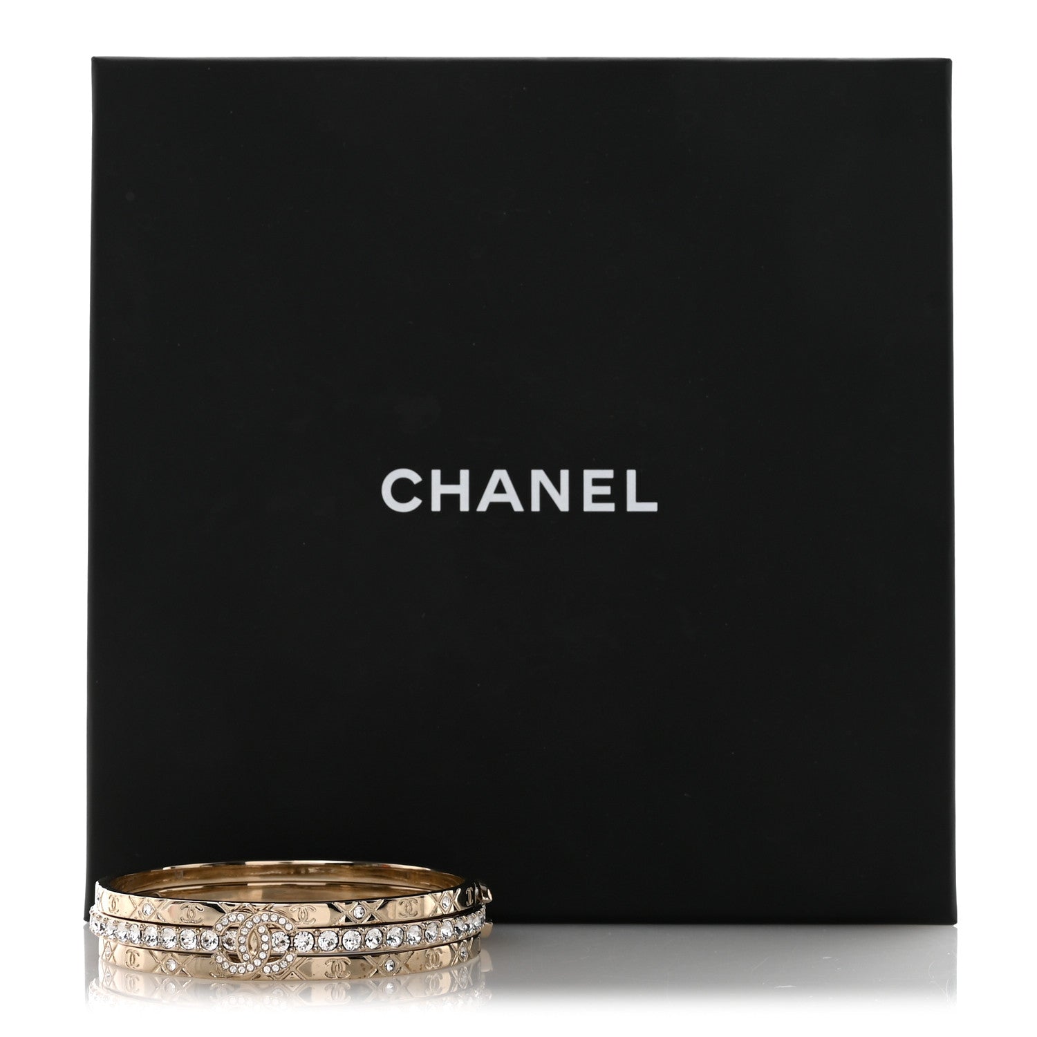 Chanel Crystal CC Bangle Set of 3 Gold 6 of 6