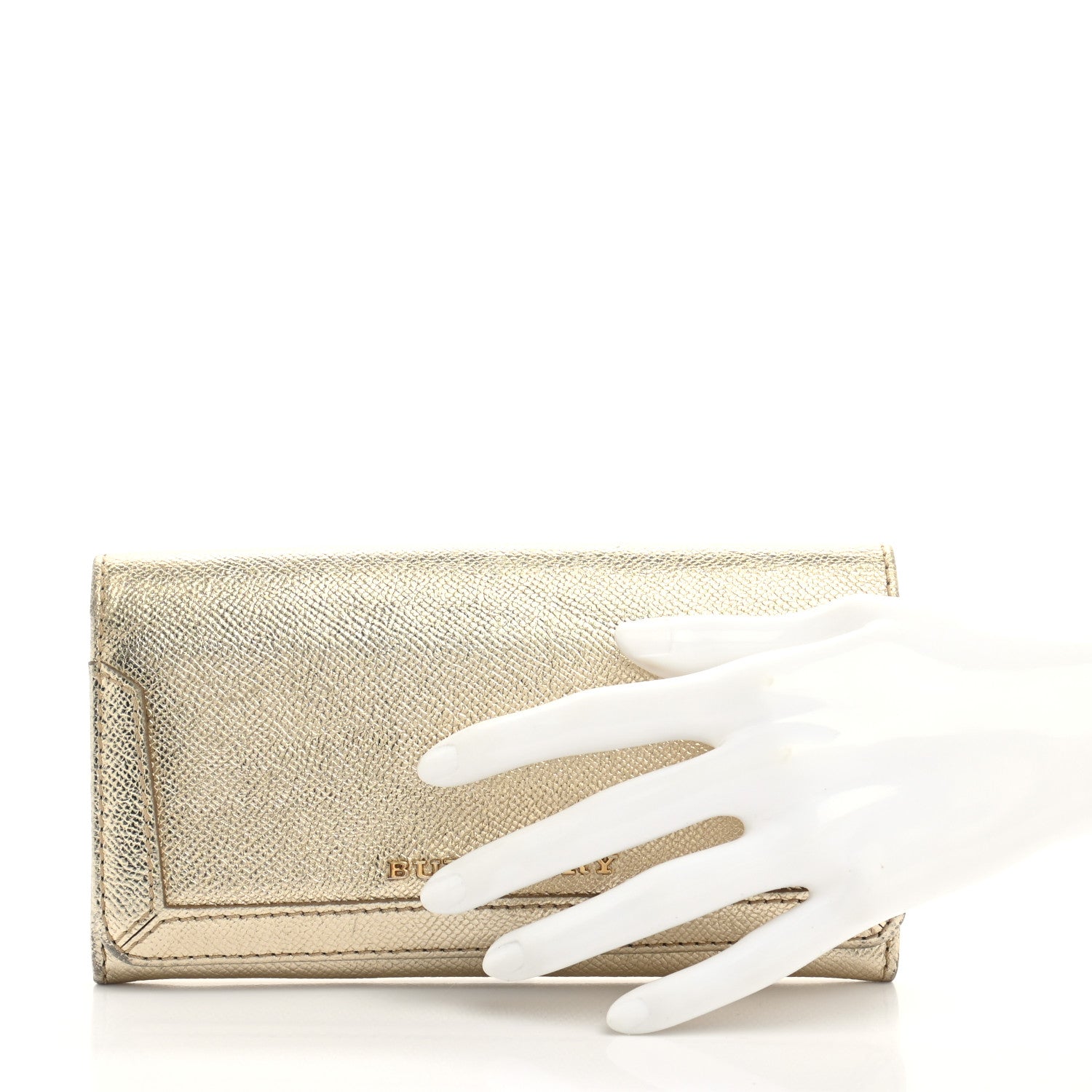 Burberry Metallic Patent Heritage Grain Penrose Continental Wallet Gold 2 of 12