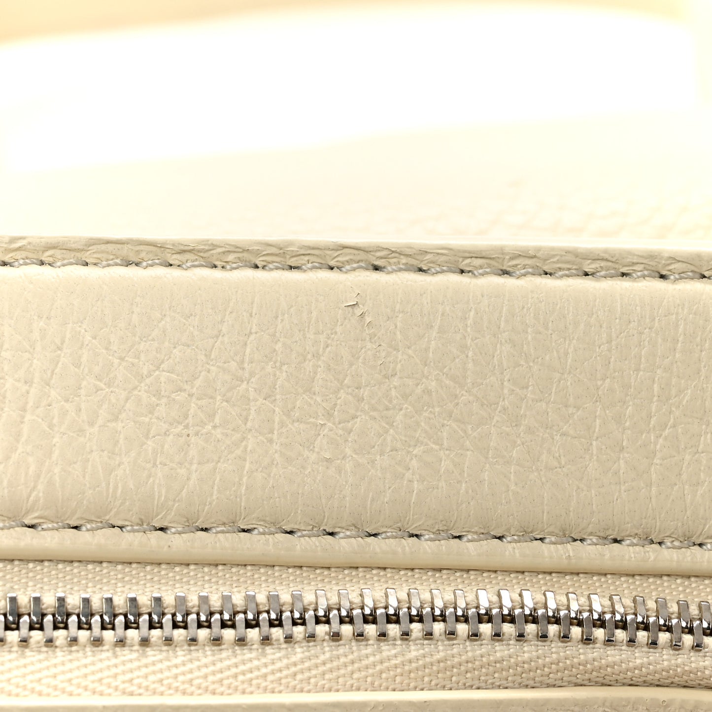 Grained Calfskin Small Slouchy Banana Bag Ivory