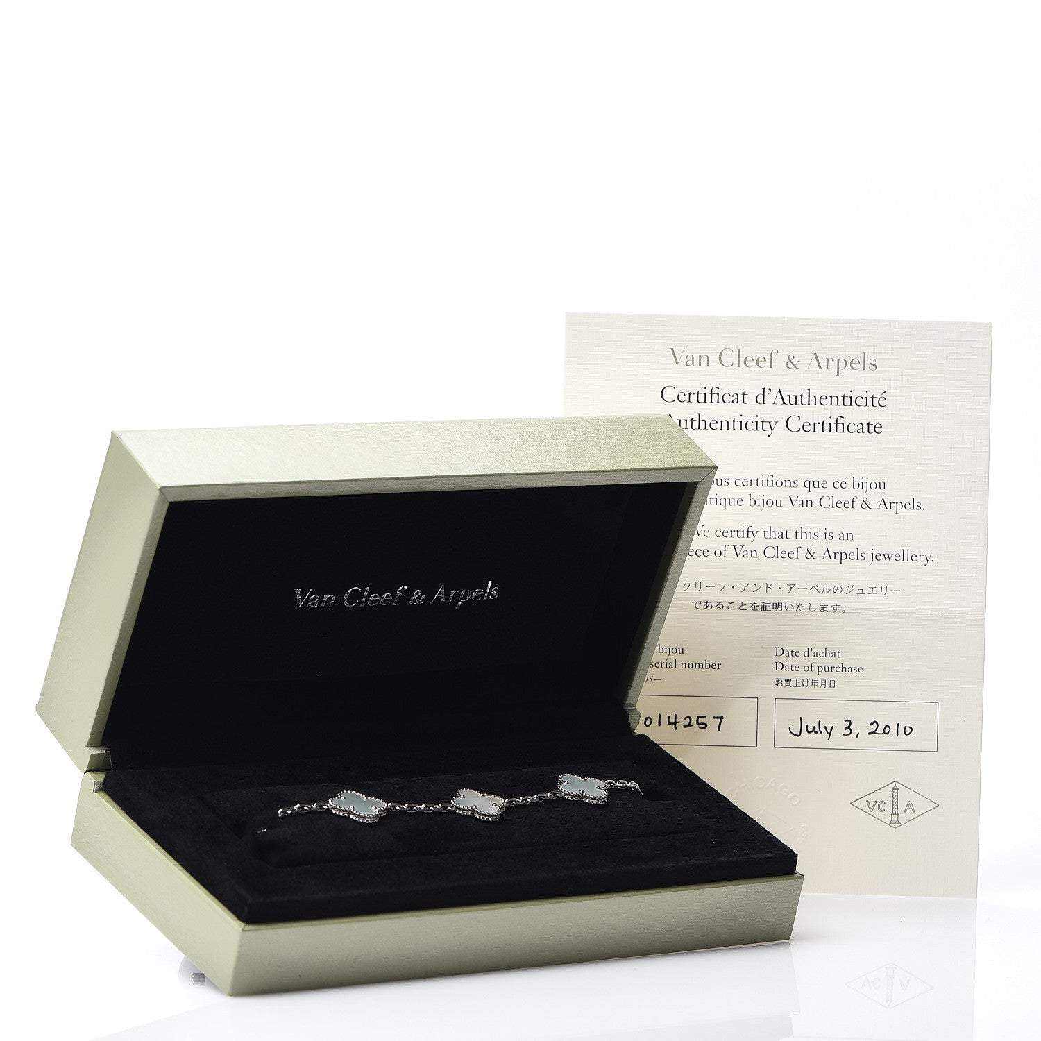 Van Cleef & Arpels 18K White Gold Mother of Pearl 5 Motifs Vintage Alhambra Bracelet 4 of 4