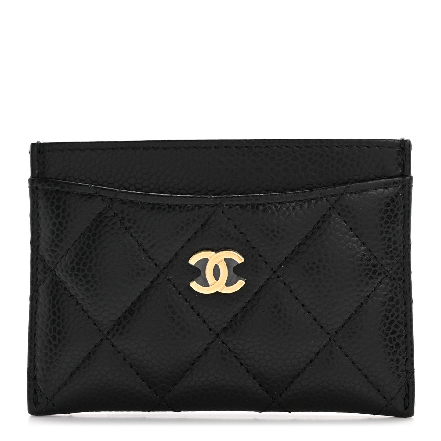 Caviar Quilted Card Holder Black