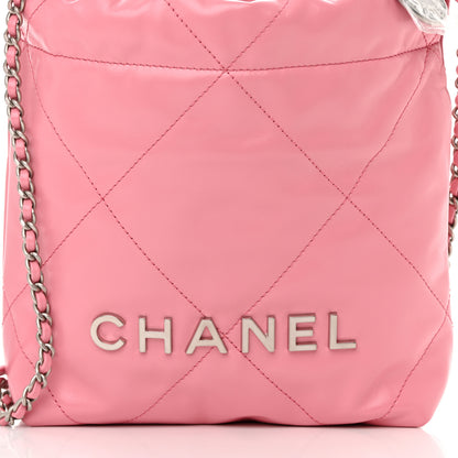 Chanel Shiny Calfskin Quilted Mini Chanel 22 Pink 8 of 12