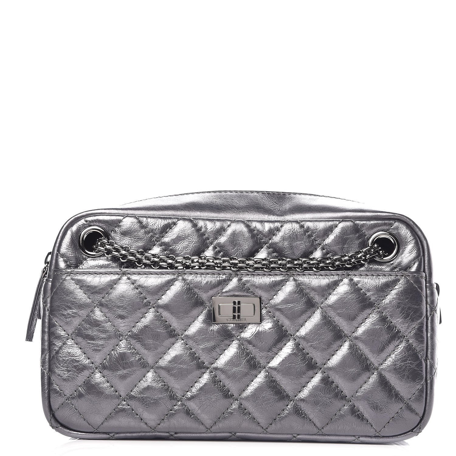 Chanel Metallic Aged Calfskin Quilted Medium Reissue Camera Case Dark Silver 1 of 8