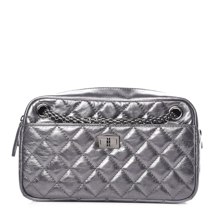 Chanel Metallic Aged Calfskin Quilted Medium Reissue Camera Case Dark Silver 1 of 8