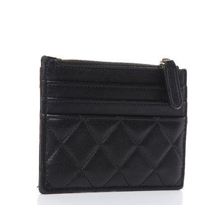 Chanel Lambskin Quilted Zip Card Holder Black 3 of 14