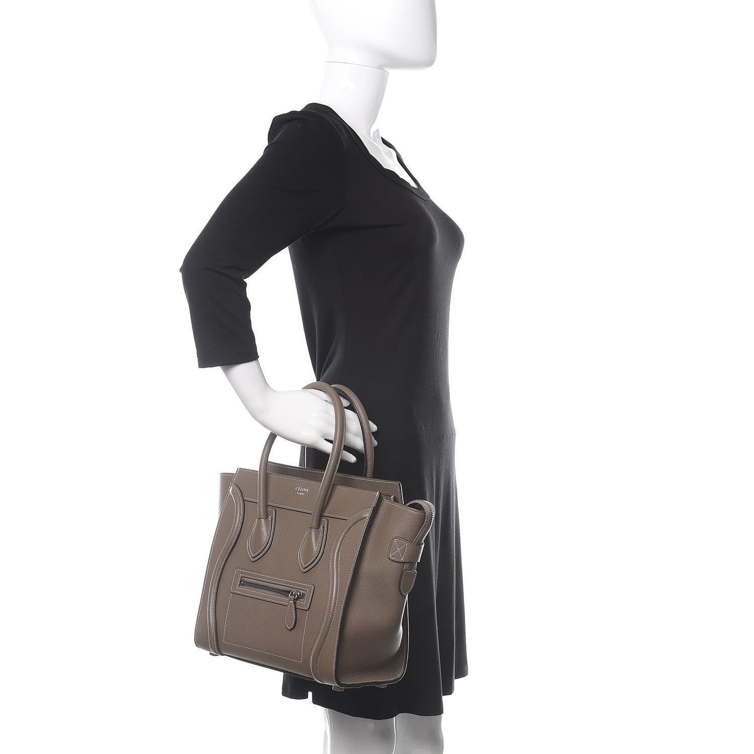 Celine Drummed Calfskin Micro Luggage Souris 2 of 9