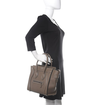 Celine Drummed Calfskin Micro Luggage Souris 2 of 9
