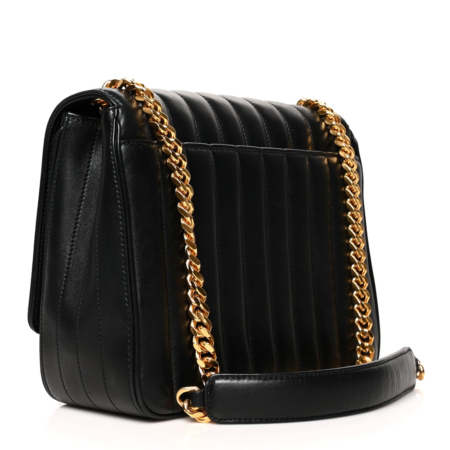 Lambskin Matelasse Monogram Large Vicky Chain Bag Black