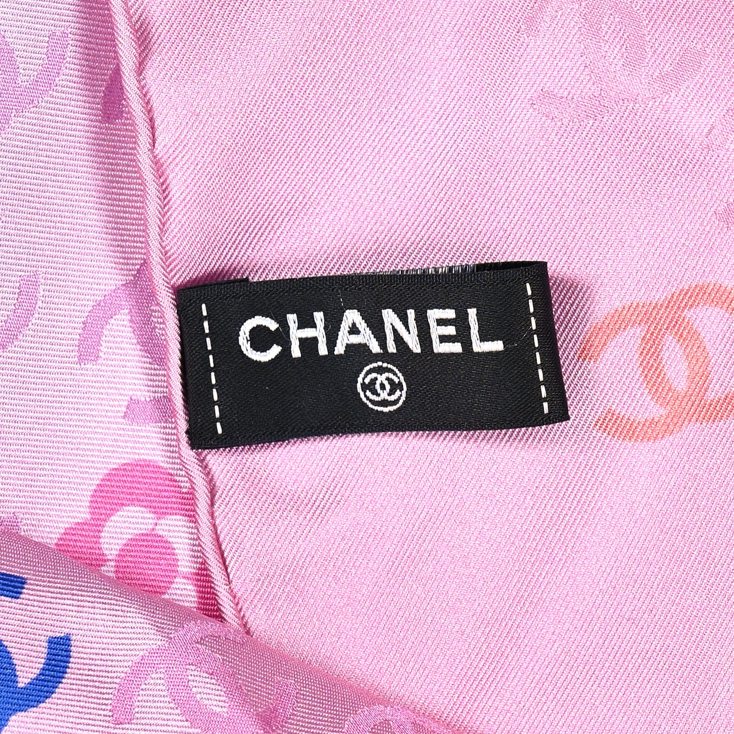 Silk CC Logo Scarf Pink Light Blue Red