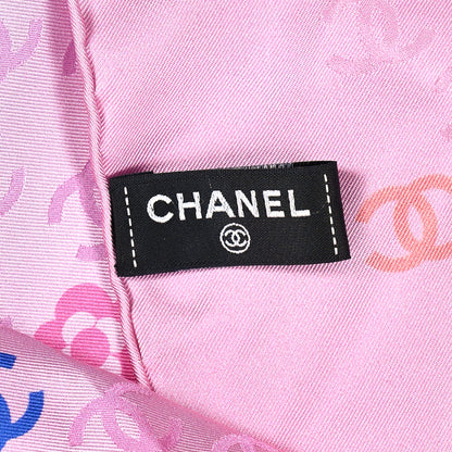Chanel Silk CC Logo Scarf Pink Light Blue Red 2 of 3