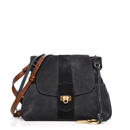 Chloe Suede Medium Lexa Shoulder Bag Silver Blue 5 of 21
