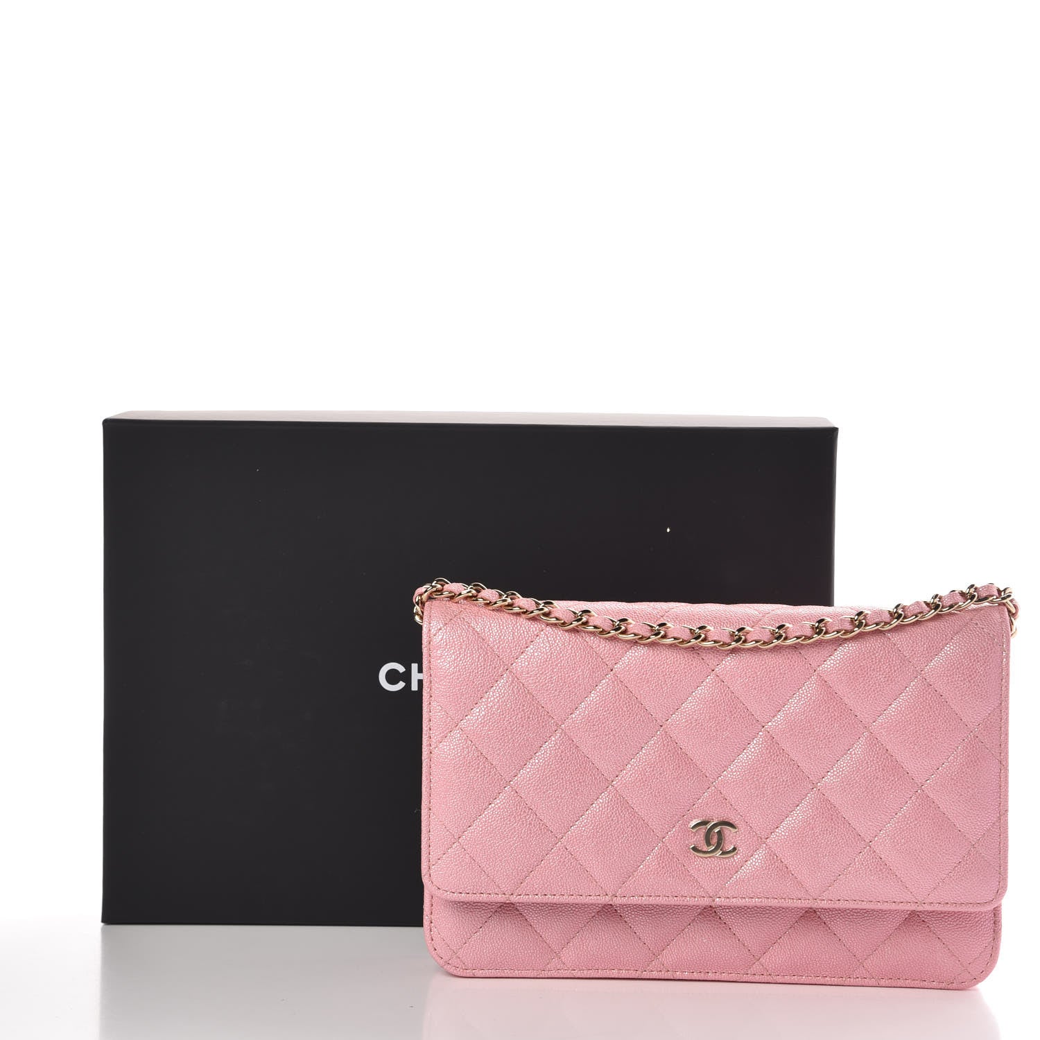Chanel Iridescent Caviar Quilted Wallet on Chain WOC Rose Pink 9 of 9