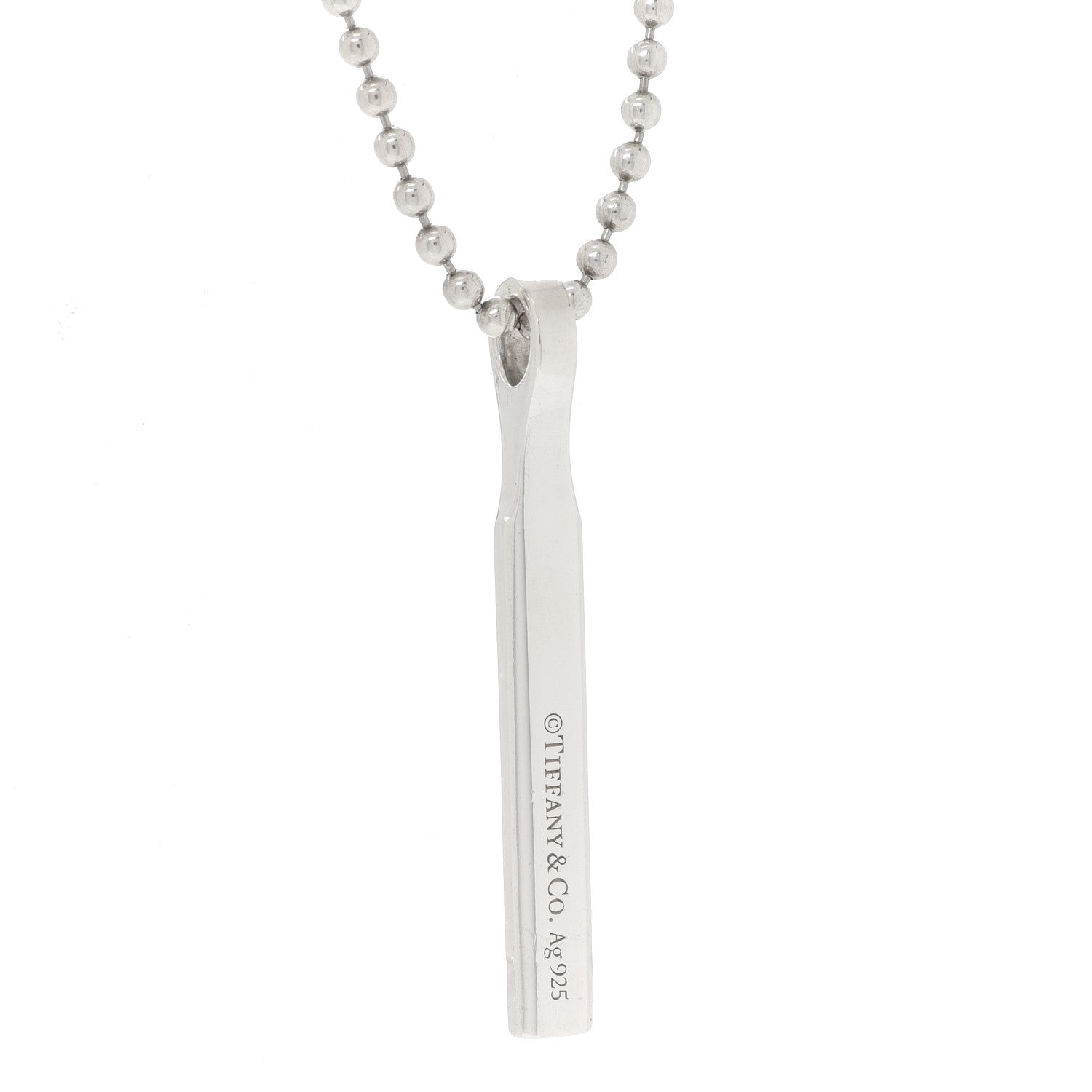 Tiffany Sterling Silver 1837 Makers Bar Pendant Necklace 6 of 6