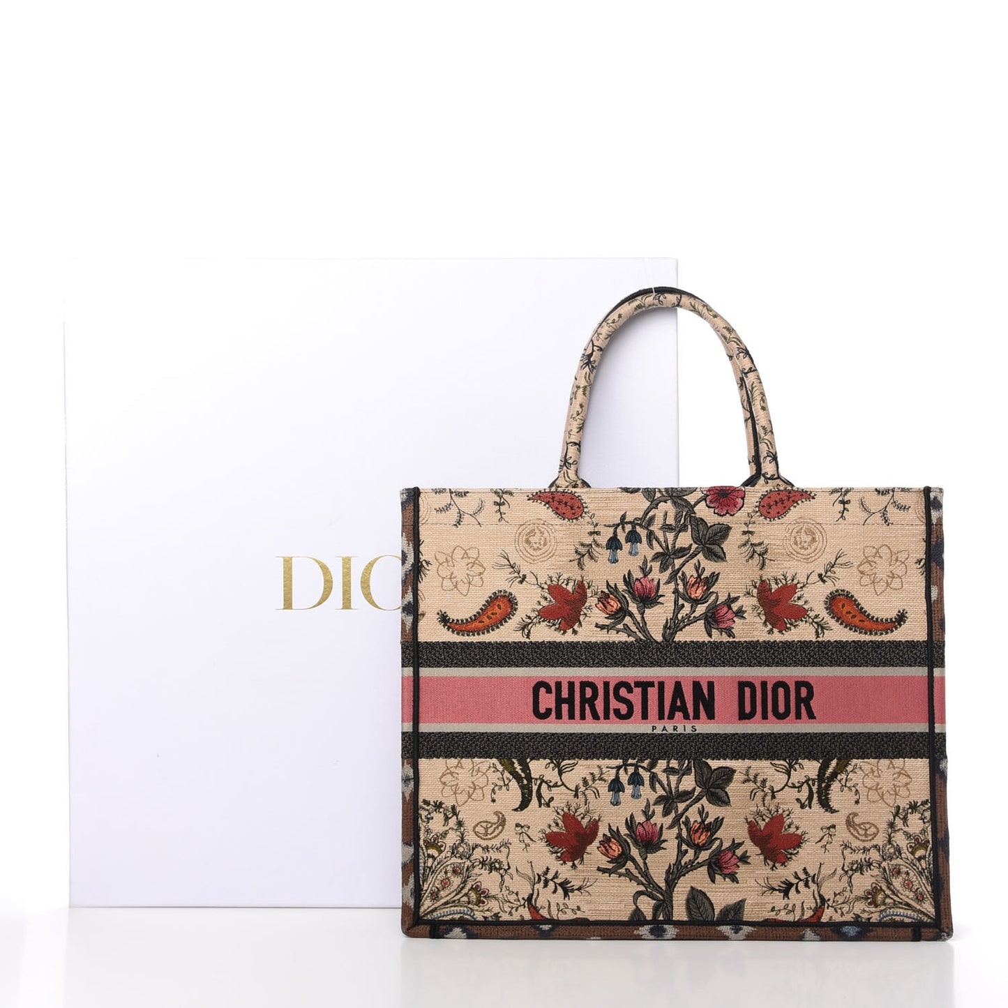 Canvas Embroidered Large Broderie Dior Flowers Book Tote Multicolor