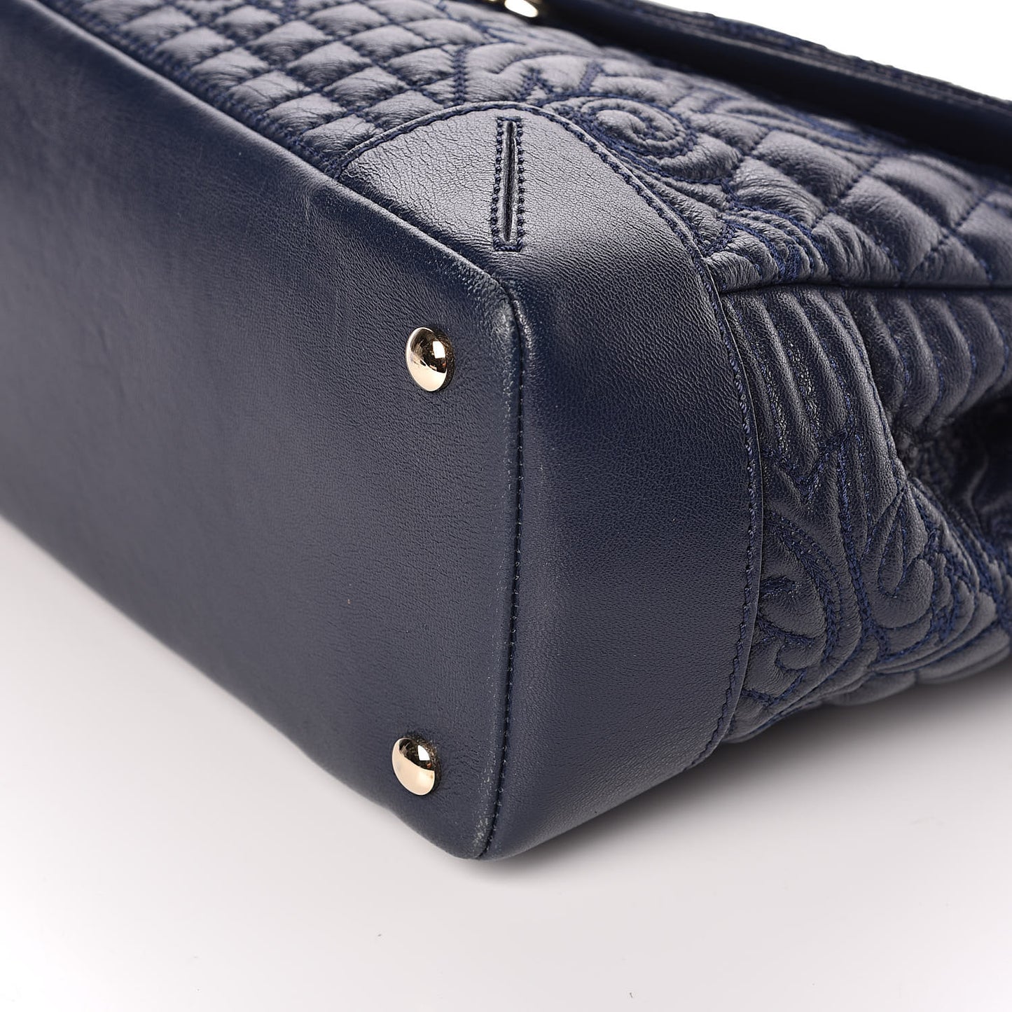 Barocco Quilted Nappa Altea Vanitas Satchel Blue