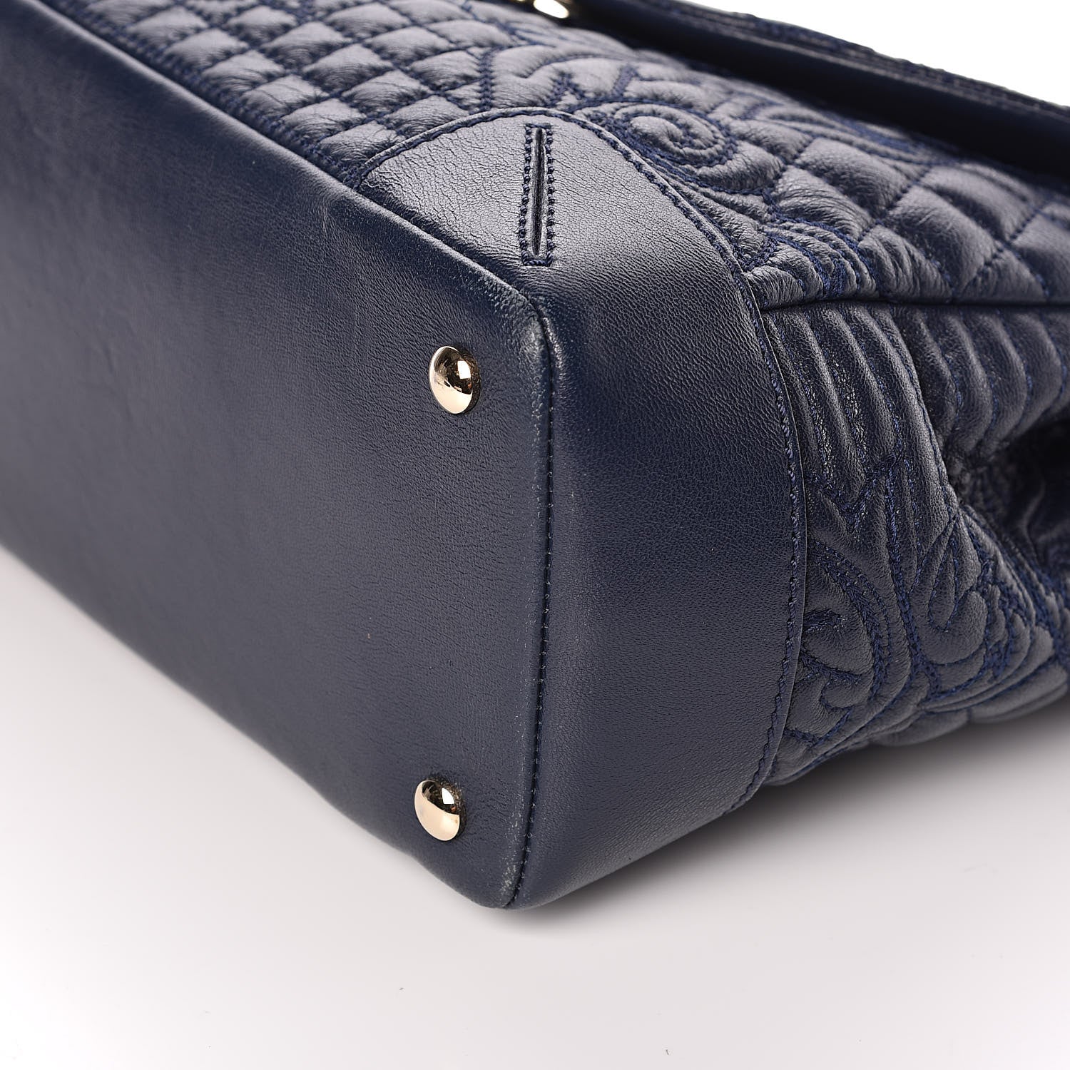 Versace Barocco Quilted Nappa Altea Vanitas Satchel Blue 11 of 13
