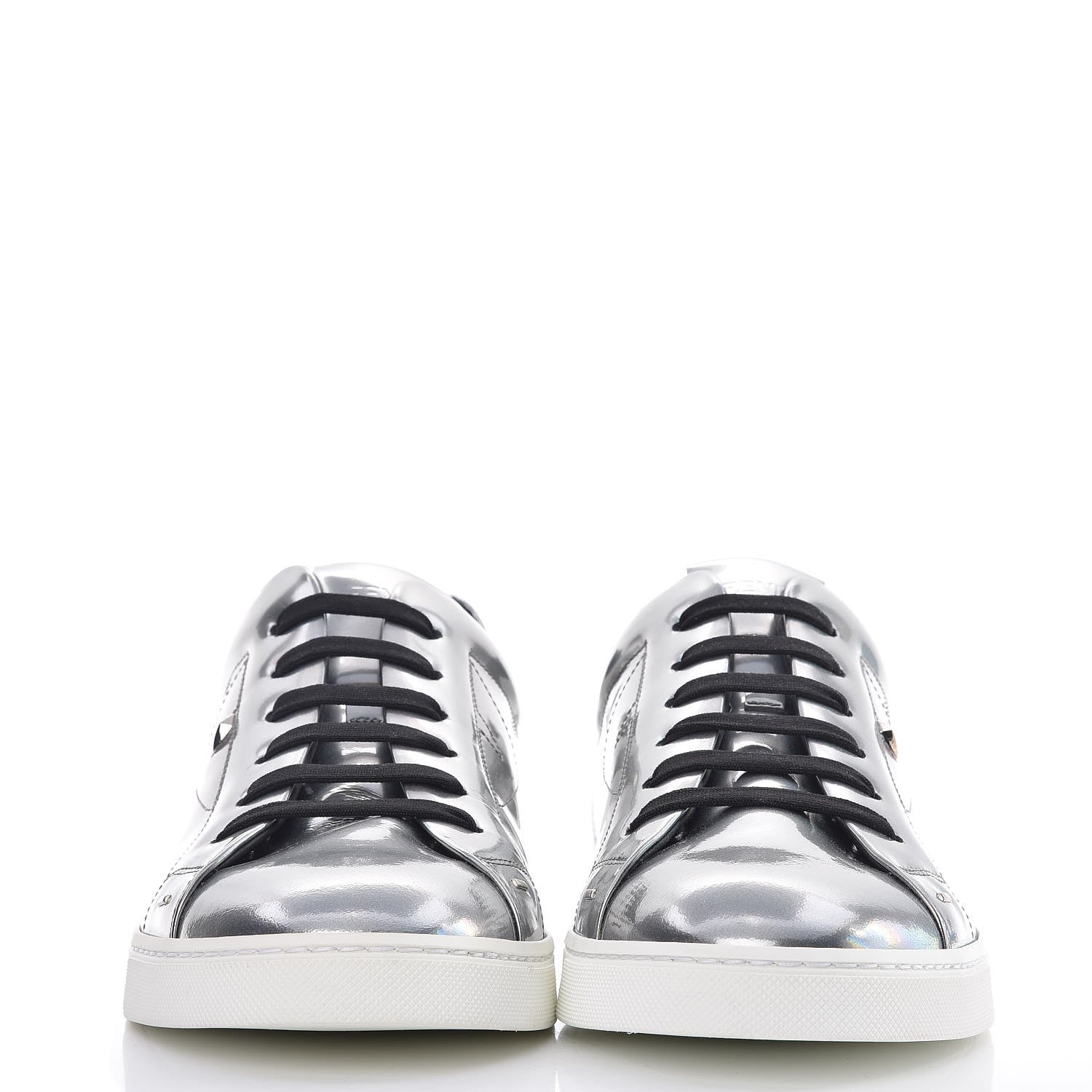Fendi Patent Monster Bag Bug Mens Low Top Sneakers 8 Argento 2 of 13