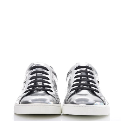 Fendi Patent Monster Bag Bug Mens Low Top Sneakers 8 Argento 2 of 13