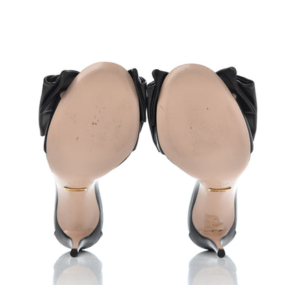Gucci Nappa Ilse Pleated Bow Sandals 35.5 Black 5 of 15
