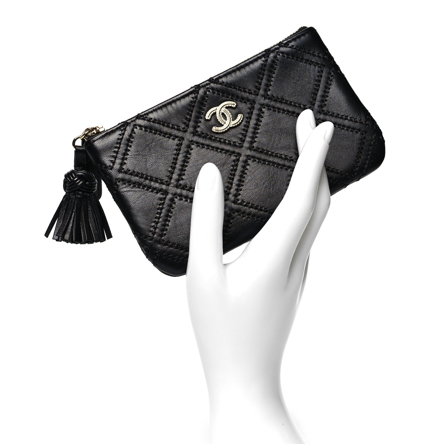 Chanel Lambskin Stitched Small Cosmetic Case Black 2 of 10