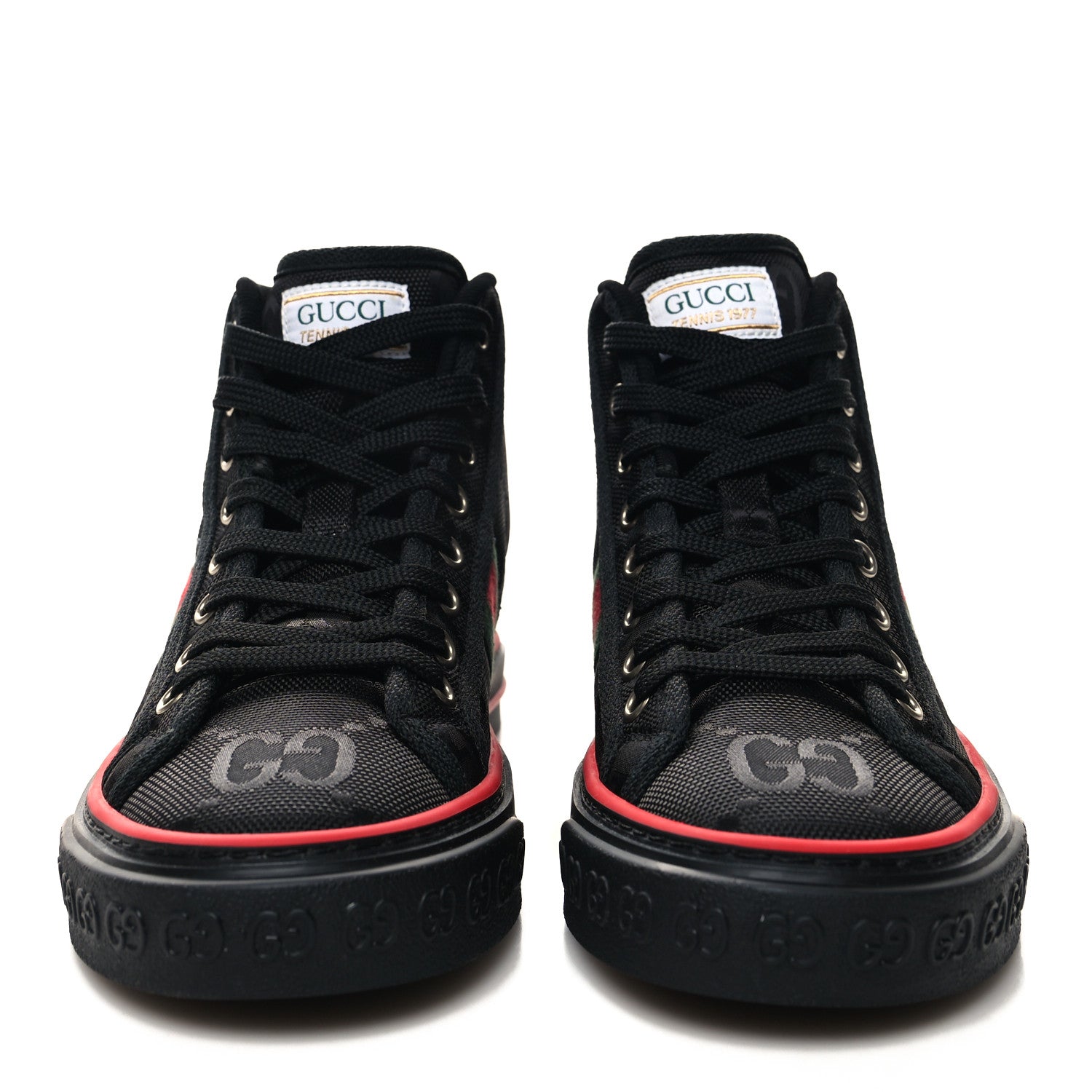 Gucci Econyl Nylon Web Monogram Off The Grid Womens 1977 Tennis High Top Sneakers 35 Black 2 of 8