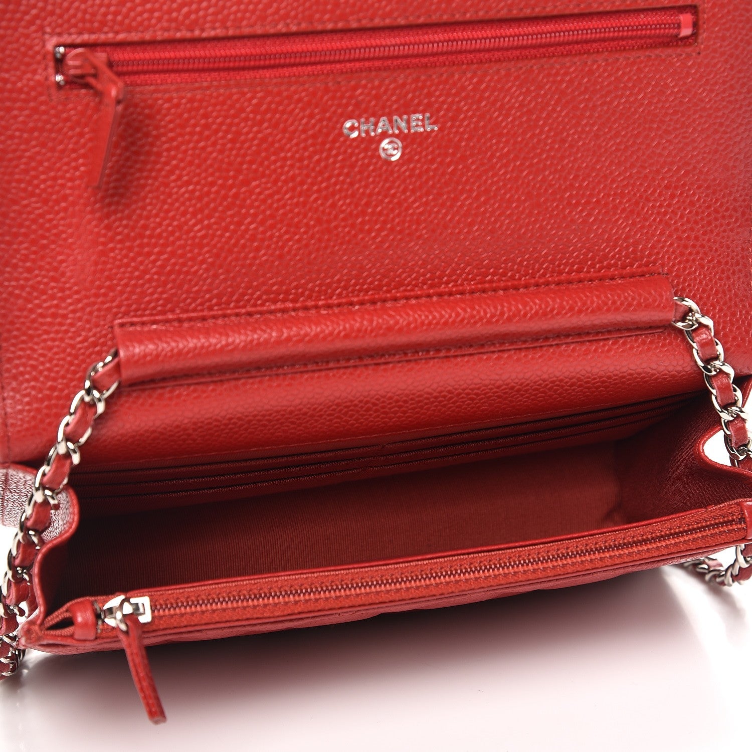 Chanel Caviar Quilted Wallet On Chain WOC Dark Red 5 of 9