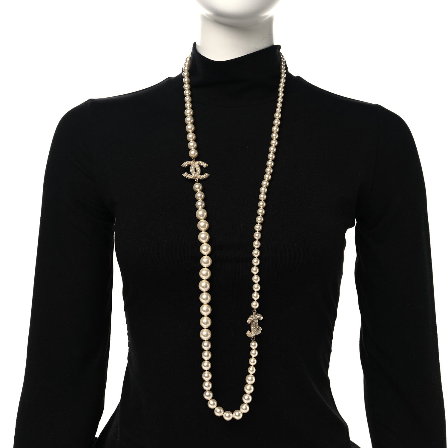 Chanel Pearl CC 100th Anniversary Long Necklace Light Gold Light Gold 2 of 5
