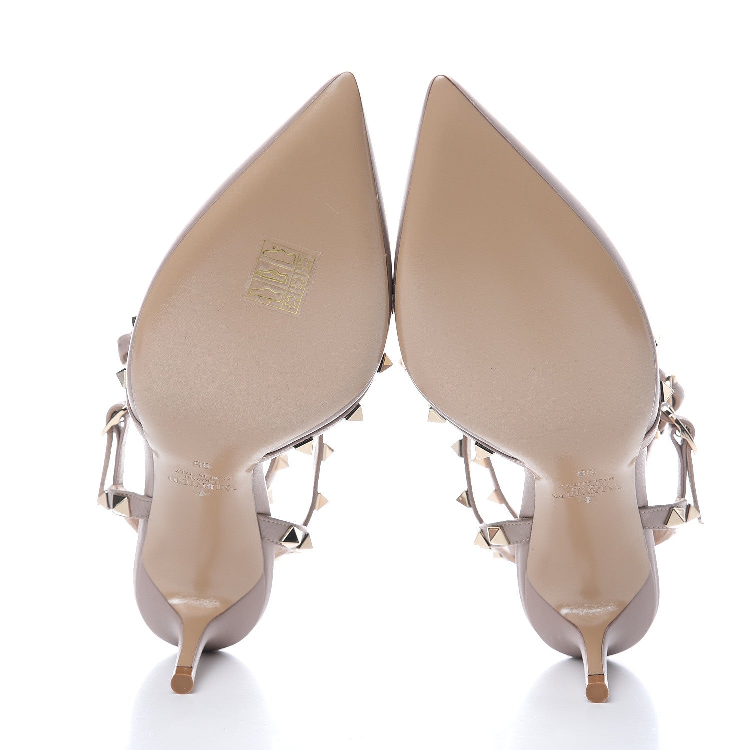 Valentino Garavani Calfskin Nappa Rockstud Ankle Strap 65mm Pumps 38 Poudre 5 of 7