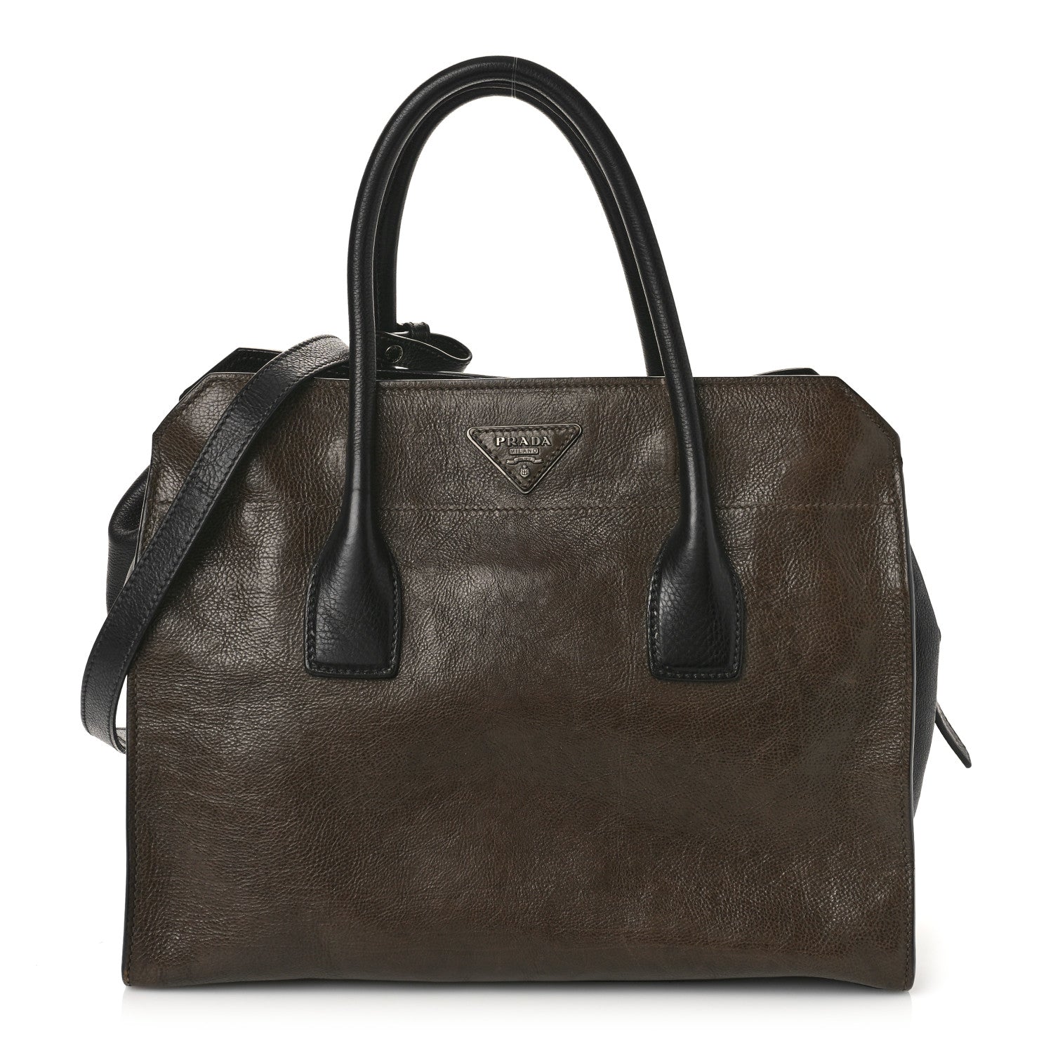 Prada Glace Calfskin Zip Tote Moro Black 1 of 12