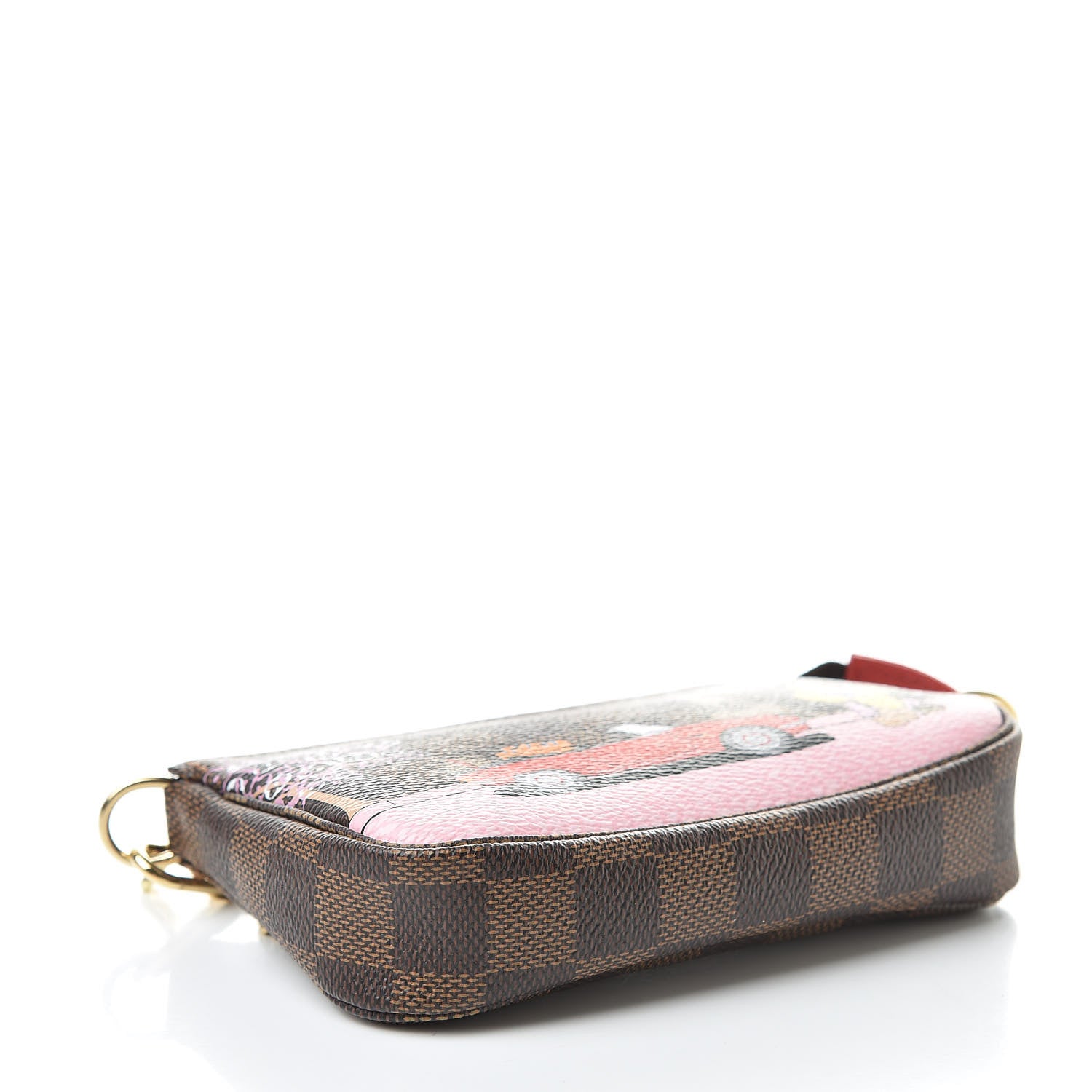 Louis Vuitton Damier Ebene 2019 Christmas Animation Mini Pochette Accessories Red 4 of 7