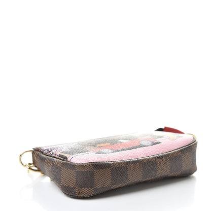 Louis Vuitton Damier Ebene 2019 Christmas Animation Mini Pochette Accessories Red 4 of 7