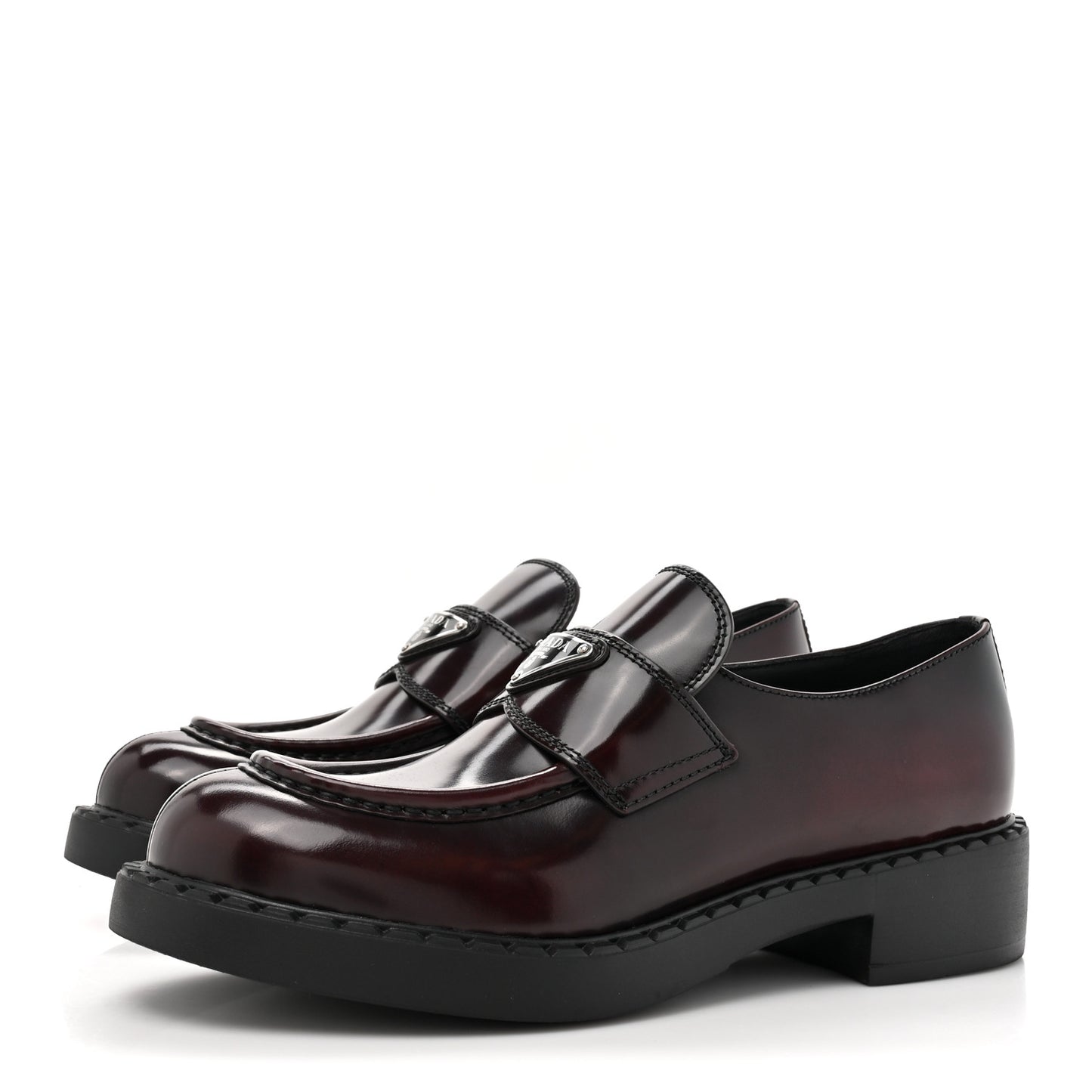 Spazzolato Metal Triangle Logo 50mm Loafers 39.5 Cordovan