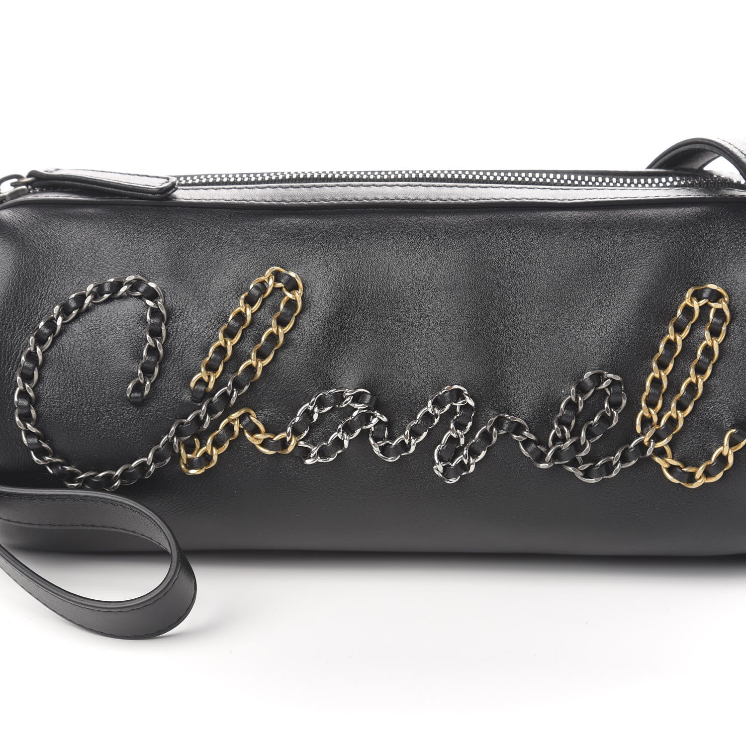 Chanel Calfskin Chain 20s Signature Bowling Bag Black 10 of 11