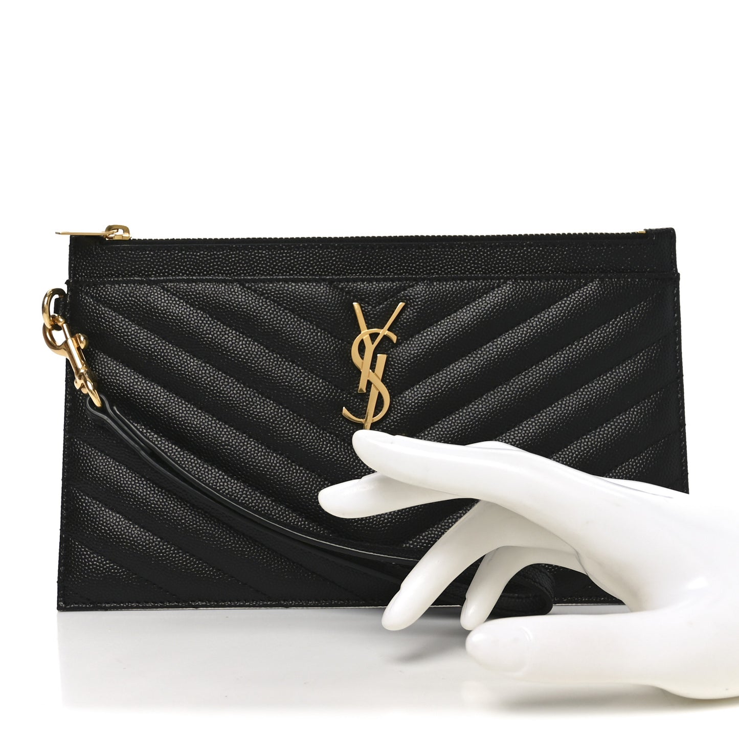Grain De Poudre Chevron Monogram Large Bill Pouch Black