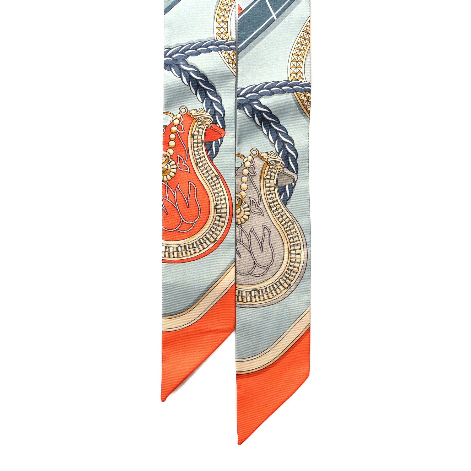 Hermes Silk Grand Apparat Twilly Argile Clair Orange Jaune 2 of 4