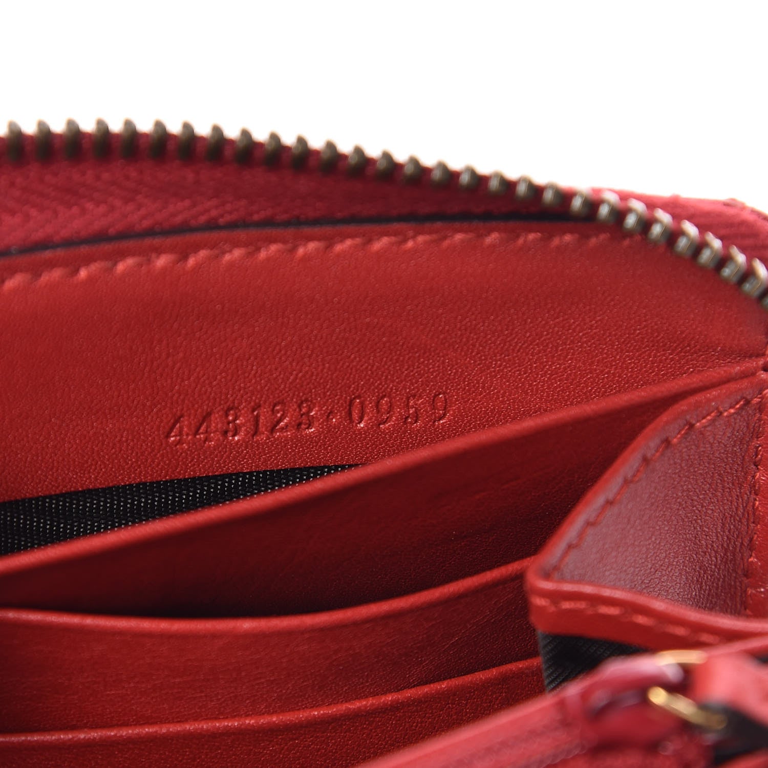 Gucci Calfskin Matelasse GG Marmont Zip Around Wallet Hibiscus Red 7 of 8
