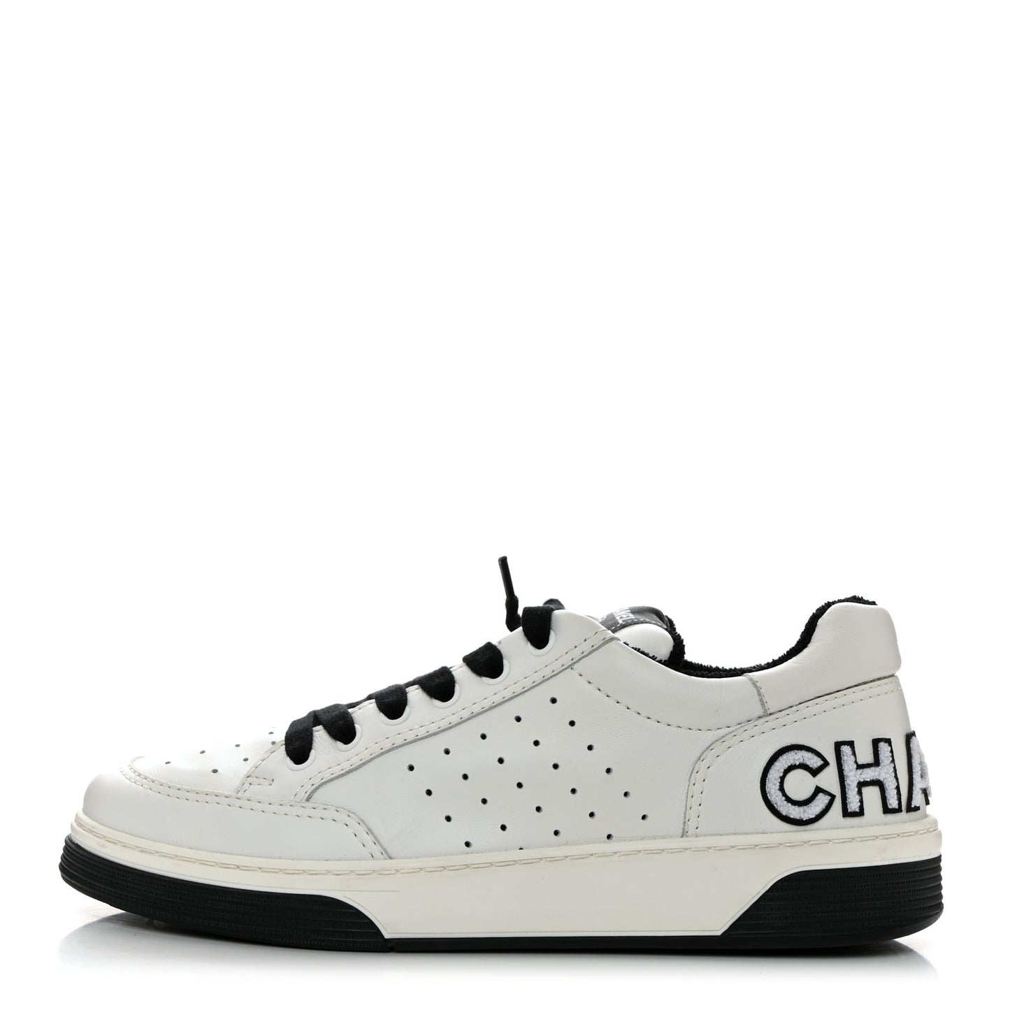 Calfskin Womens Logo Sneakers 40.5 White Black
