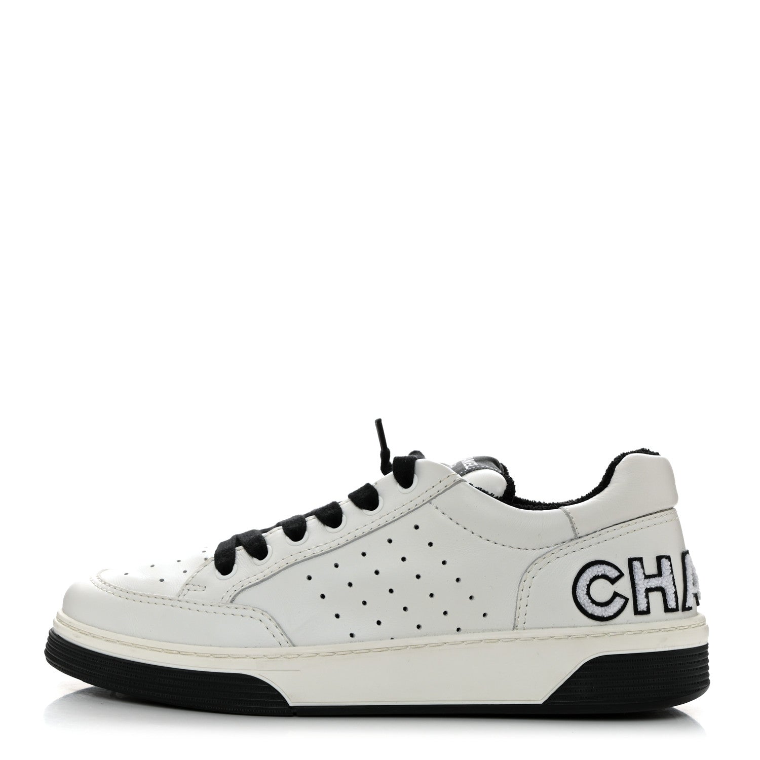 Chanel Calfskin Womens Logo Sneakers 40.5 White Black 1 of 9